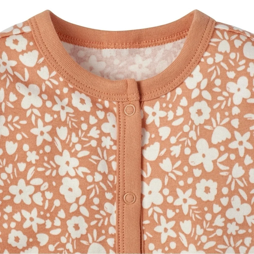 Modern Moments by Gerber Brown and White Long Sleeve Footless Onesie